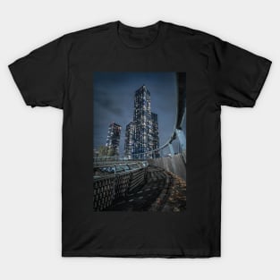 Footbridge with Skyscrapers in Manchester at Night T-Shirt